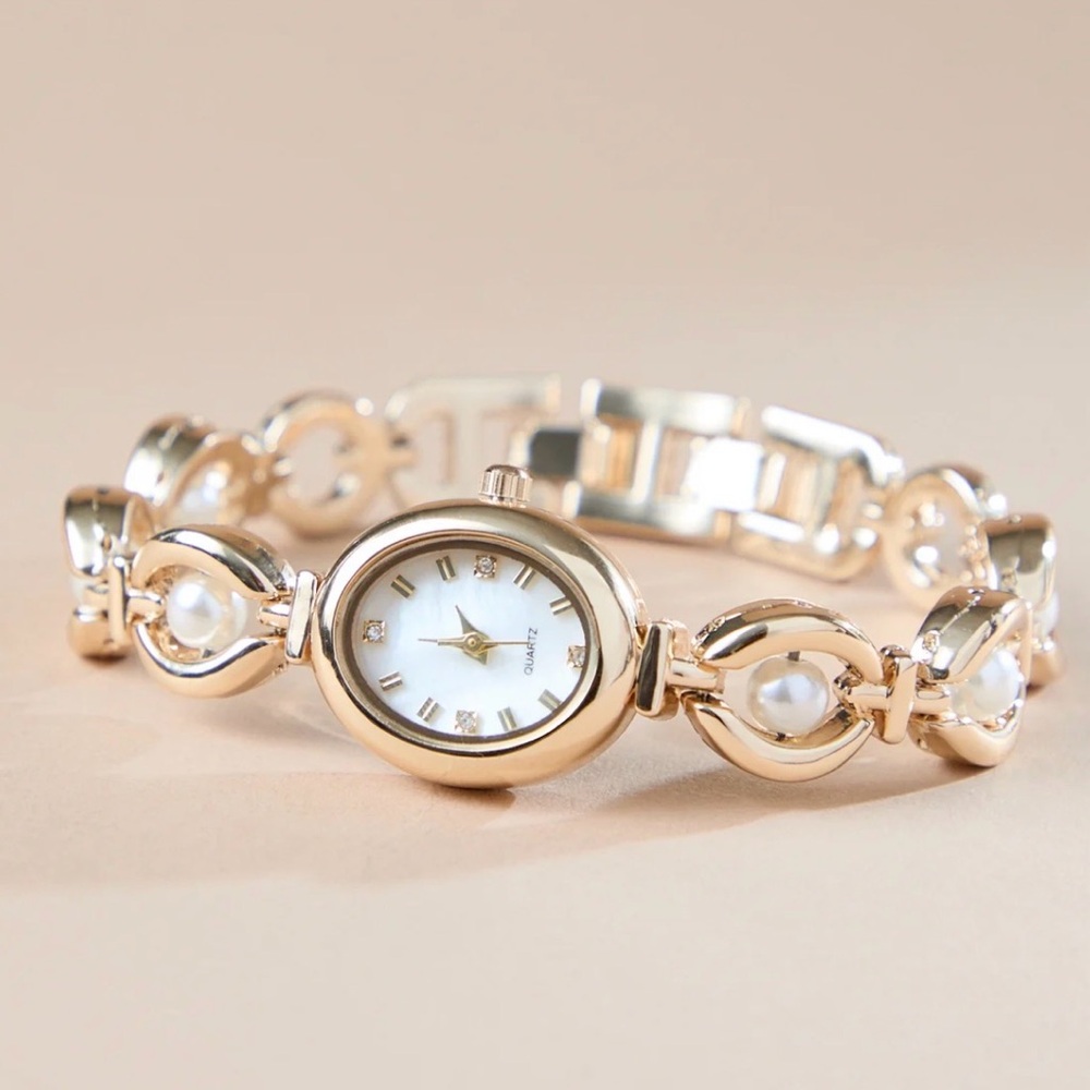 Altar'd State Pearl Oval Face Watch